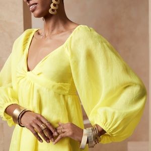 NWT Banana Republic Ramie Twist Dress - Sunbeam